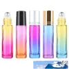 Gradient Color Thick Glass Roll On Essential Oil Empty Parfum Bottles Roller Ball Travel Use Necessaries10ML/5ML