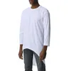 Men's T-Shirts 2021 Hip Hop Long T Shirts Male Sleeve High Street Shirt Tops Men Solid Color O Neck Tshirt S-2XL