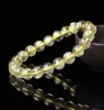 High Quality 6/8/10mm Gold Crystal Beads Bracelets Bangles Natural Stone Quartz Rutilated Bracelets Elastic Stretch Bracelet Men