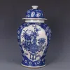 Pot de temple antique Pot de gingembre en porcelaine Ornements Vieux vase en céramique de porcelaine de collection bleu et blanc de Kangxi