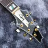 Niestandardowe zwykłe białe lustro pęknięcie 6 sznurka gitara elektryczna Gitara złota lustro fornir