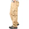 Men's Pants Cotton Casual Men Pockets Loose Overalls Thick Ribbon Trousers Mens Spring Autumn Winter Baggy Cargo