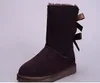 Vrouwen Laarzen voor Meisjes Korte Mini Klassieke Knie Tall Winter Sneeuw Boot Bailey Bow Dames Booties Enkel Bowtie Zwart Grijze Kastanje 4 Kleur DS2Q Maat 5-10