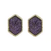 Fashion druzy drusy earrings gold plated Polygon Hexagon Geometry faux natural stone resin earrings for women jewelry