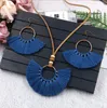 Tassel Earrings Necklace Set Handmade Multicolor Bohemian Women Ethnic Circle Jewelry Set GD503