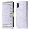 Модный дизайнер алмаз горный хрусталь жемчужный цветок флип кожаный кошелек чехол для iPhone X XR XS MAX 6 7 8 PLUS с держателем карты