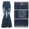 Tsuretobe Herbst Plus Größe Flare Hosen Frauen Zerrissene Jeans Mode Hohe Taille Breite Bein Hosen Casual Schlaghosen Jeans Hosen CX200821