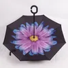 Créative 9 couleurs Inverses parapluies Double couche avec une poignée C à l'intérieur vers le vent inverse parapluie pluvieux ensoleillé entier BC BH07797542