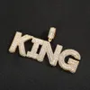 Beställnings- namn baguetter bokstäver hängsmycke med gratis rep kedja guld silver bling zirconia män hip hop smycken