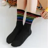 Rainbow Sokken Dames Herfst Snoep Kleuren Ins Zuid-Korea Zhongtong Tide Net Red Stripe Cotton Socks Street Socks