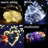 Solar LED Light String 10m 20m 8 Modes Sliver Koppar Tråd Ljus Utomhus Starry Fairy Garden Lawn String Light for Decoration