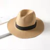 Bred Brim Summer Straw Sun Hats Women Fedora Jazz Cap Panama Hats för män Straw Beach Cap Par Sun Visor Chapeu1384094