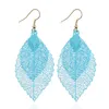 Bohemia Double Layer Leaf Tassel Drop Earrings Solid Gradient Rainbow Colors Leaves Dangle Earrings Jewelry for Women Christmas Gift