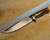 1 pièces couteau de chasse Stright de survie haut de gamme D2 lame en Satin à Point de goutte poignée pleine Tang couteaux à lame fixe avec gaine en cuir
