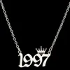 Personalized Birth Year Number Necklaces Custom Crown Initial Necklace Pendants For Women Girls Birthday Jewelry Special Year 1980-2019