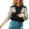 Freier Strauß Fall 2020 Pullover Frauen Tierdruck Pullover Top Weibliche Lässige Mode Patchwork Langarm Damen Tops