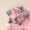 Peuter Baby Girls Cartoon Letter Luipaard Print Hoodie Tops+ broek Outfits Leuke oren dieren Hoodies pasgeboren kleding Bebes