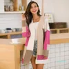 Hot Sale Casual Sweater Ladies Fashion Clothes Womens Loose Cardigan Sweater Geometric Color Matching Long Sleeve Spring Autumn