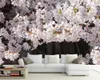 Papel tapiz Floral 3d romántico, hermosa flor de cerezo, paisaje HD, decoración Interior moderna nórdica Simple, papel tapiz Mural de seda