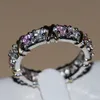 Cluster Rings Size 511 Handmade Jewelry Overlay 925 Sterling Silver Pink CZ Stones Wedding Gold Band For Women Gift18037113