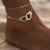 Hip Hop Freedom Handcuff anklet chain Silver Gold Multilayer Wrap Foot Chains bracelet women summer beach fashion jewelry will and sandy gift