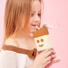 Yeni Yaz Straw Yaratıcı Kare Karpuz Kupası Taşınabilir Sızdırmaz Tritan Şişe BPA Free Cl200920 ile Şirin Donut Dondurma Su Şişesi