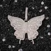 Nieuwe Mode Animal 18 K White Gold CZ Cubic Zirconia Bling Hip Hop Sieraden Geschenken Voor Vrouwen Mannen Iced Out Big Butterfly Hanger Necklace Bijoux