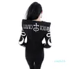 Offre spéciale sweat à capuche pour femme veste Halloween lune lettre imprimé sweat noir Cool fermeture éclair manteau Streetwear vêtements féminins