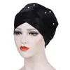 Helisopus Muslim Headdress Turban Cap for Women Solid Beads Hijabs Bonnet Arab Wrap Head Scarf Islamic Turbantes Accessories176Y