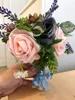 50 pezzi 7-8 cm grandi fiori in schiuma rose artificiali teste di fiori rose in schiuma realistiche finte con stelo bouquet da sposa fai da te291i