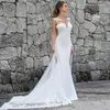 Denizkızı Bridals önlük elbiseleri ülke tarzı plaj vintage rustik boho mücevher boyun illüzyon dantel boncuk gelinlik