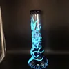 25CM 10 Inch Heady Bong Premium Pink Vein Glow in the Dark Pink Color Hookah Water Pipe Glass Bongs With 14mm Downstem And Bowl Ready for Use US Warehouse