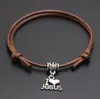 20st Jag älskar Jesus Hängsmycke Röd trådsträng Armband Lucky Svart Kaffe Handgjorda Rope Armband för Kvinnor Män Smycken Lover Par