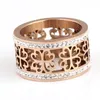 oro rosa flor hueco tallado fashoin de acero inoxidable color dedo anillos de las mujeres 2020 plateado