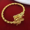 Heren Dragon Head Bangle Geel Goud Gevuld Hip Hop Armband Verstelbare Y200810291D