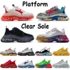 Triple-s platform shoes mens sneaker beige black rainbow yellow navy light purple gym red blue grey green clear sole casual trainers