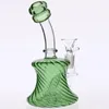 Thick Glass 16cm Hookahs Tall Green Glass Bongs Bowl Joint 14.4mm Two Fuction Mini Bong Water Pipes