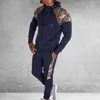 Männer Trainingsanzug Set Camo Patchwork Sweat Anzug Set Herren Sport Anzug Hoodie Sweatshirt Jogginghose 2 Stück Jogger Outfit