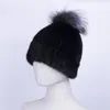 Ycfur Winter Caps Hats Beanies für Frauen nähen Streifen echte Hutkappe Frau Real Fell Beanie Hut mit Pelz Pom Hats5332579