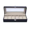 6 slots caixa de relógio caixa de armazenamento de jóias com capa caso jóias relógios display titular organizador cx200807271s