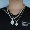 5A cubic zirconia hip hop bling men boy jewelry hiphop Rock baguette cz hamsa hand tennis chain necklace1198s