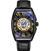 New Casual Sport Watches for Men Black Top Leather Wrist Watch Man Clock Fashion Skull Skeleton Wristwatch7739863