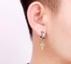 Pendientes de acero inoxidable con cierre cruzado para oreja, aretes Punk de titanio a la moda, sin alergias, en 4 colores, venta al por mayor, envío gratis