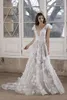 Tony Ward 2021 Bröllopsklänningar V Neck Lace Appliques Beach Bridal Gowns Custom Made Sexy Backless Sweep Train A Line Bröllopsklänning