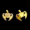 Chaîne avec pendentif en forme de cœur et d'aile, exquise, en or jaune 18 carats, collier à breloques rempli de Zircon coloré incrusté pour femmes et filles