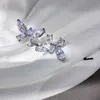 Novo Design Borboleta Zircon abertura regulável anel de dedo Tassel Cristal Anel Moda para anéis de casamento Mulheres Party Girl