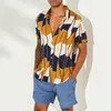 New Fashion Mens Hawaiian Summer Short Sleeve Stripe Shirt Colorful Shirt Button Down Casual Regular Fit Beach Camp Blouse