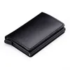 100 Genuine Leather Holder Aluminum Business ID Cardholder Slim Metal Card Case Mini Wallet For Men1915652