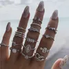 15 pièces/ensemble diamant coeur couronne anneaux argent Knuckle doigt bague ensemble femmes combinaison empilage anneau Midi anneaux hip hop bijoux