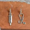 Boucles d'oreilles stéthoscope carrées en alliage faites à la main, en argent, appareil photo pour dames, chapeau d'infirmière, bijoux ami comme cadeau, vente en gros, offre spéciale